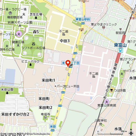 ミスタータイヤマン富山中田店付近の地図